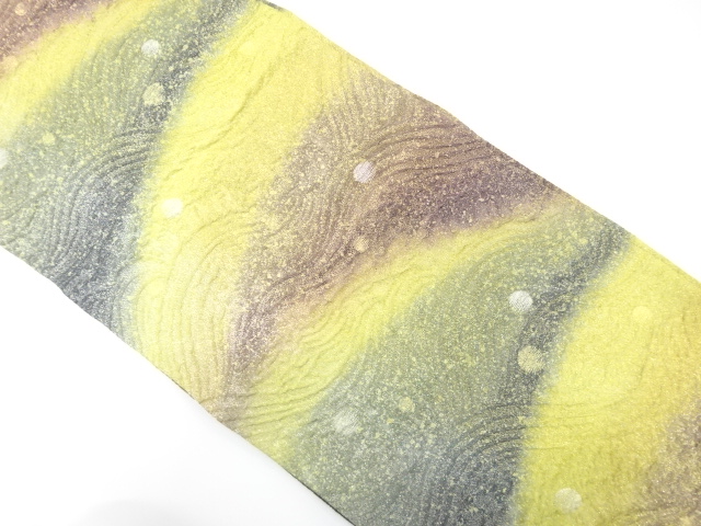 ふくれ織　荒波に水玉模様織り出し　全通袋帯